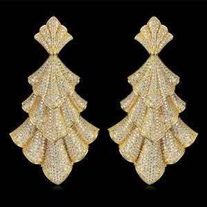 Gold plated earrings dangle CZ